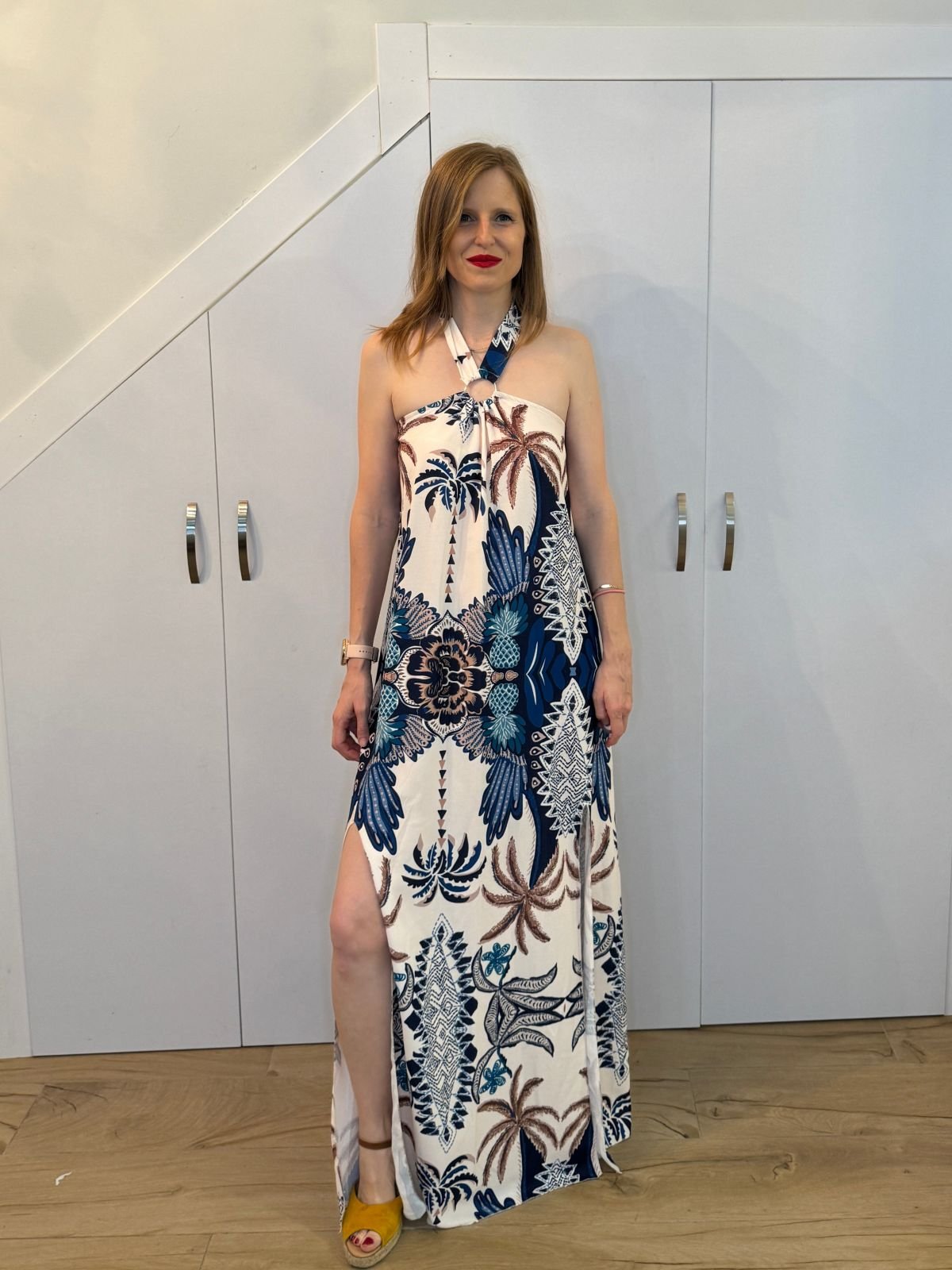 vestido azul turquesa